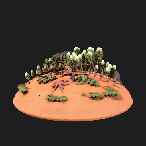 A realistic 3D forest fire scene, 360-degree panorama. A burning coniferous and deciduous forest. Both natural and anthropogenic causes of the fire are shown simultaneously: lightning in the sky (natural factor), strong wind, drought conditions; nearby — an abandoned campfire, a cigarette butt, traces of machinery, and a power line (anthropogenic factor). Tall trees engulfed in flames, dense smoke, sparks, smoldering forest floor. First-person perspective, full 360° view, volumetric lighting, re