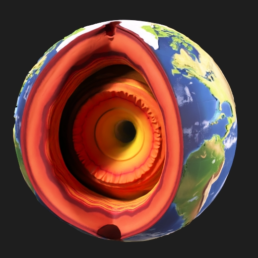 The Earth cut in half