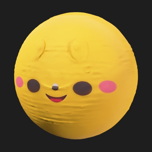 Create a cute yellow spherical character with a round shape, adorable eyes, a small and charming nose, and a sweet smiling mouth. The character can roll around smoothly and is able to talk with a friendly and cheerful personality. Very cute and lovable facial expressions, soft and smooth surface, child-friendly design, cartoon style, bright colors, suitable for children’s animation and AR experiences, high-quality 3D character.