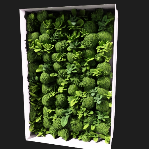 A realistic 3D vertical greenery system for facade decoration, designed as modular green plant clusters and bush-like vegetation that can be attached to building walls. The object features dense, natural-looking foliage with varied leaf shapes, shades of green, and subtle depth. Suitable for architectural visualization and AR placement. Includes distributed plant patches that can be combined into living wall systems. Highly detailed, PBR textures, optimized for real-time rendering.