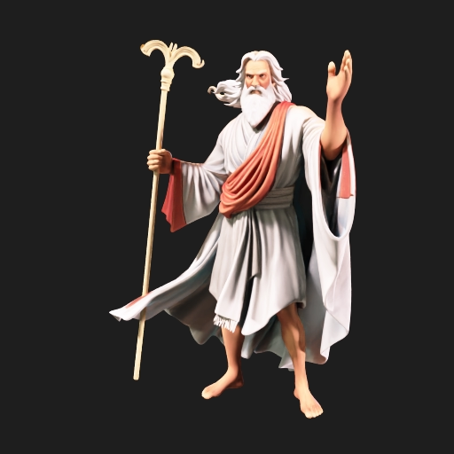 Moses splitting the sea while the people of Israel start to pass through