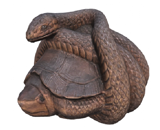 Netsuke - Snake curled around a turtle