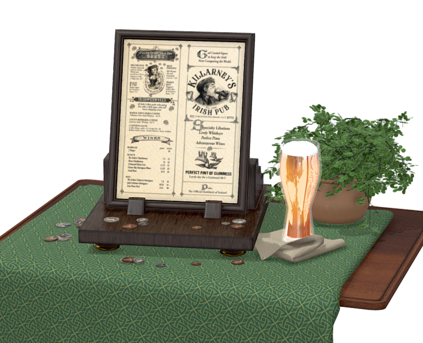 St. Patrick's Day Irish Holiday Pub Menu
