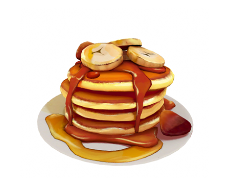 Mouthwatering banana pancakes in syrup