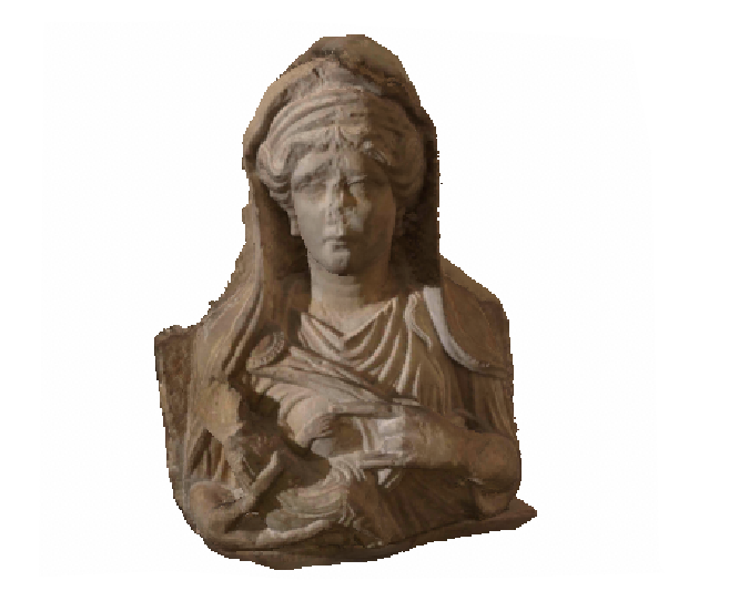 Stone relief showing mother and child